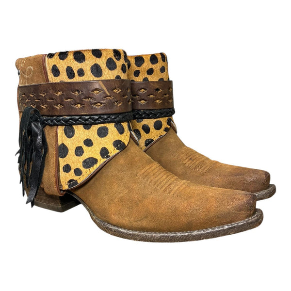 8 Brown Rough Out & Leopard Hair-on Hide Canty Boots®