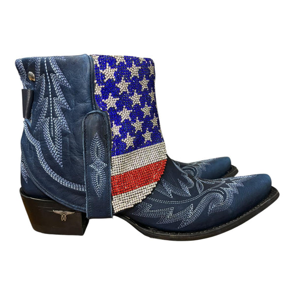 8 Embroidered Dark Blue & American Flag Crystals Canty Boots®