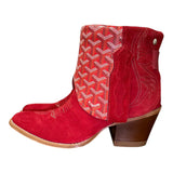 9 Red Rough Out & Designer Canty Boots® with Onyx Heart Concho