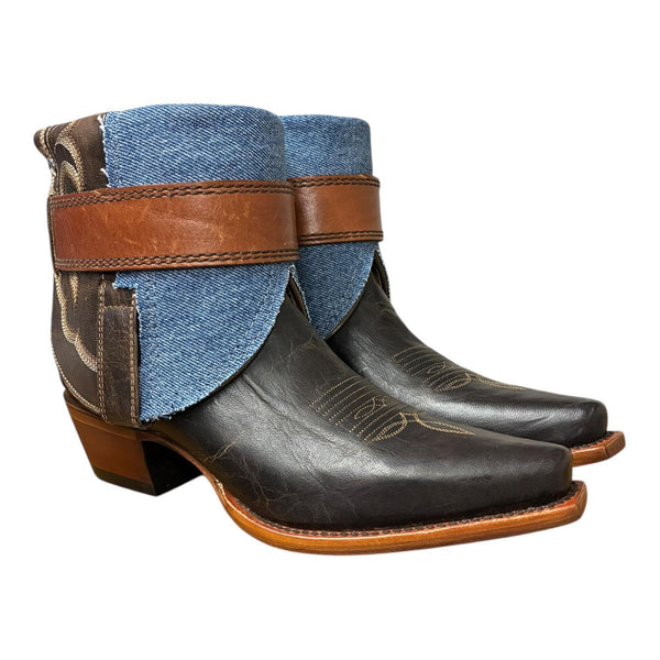 8.5 Embroidered Brown & Denim Canty Boots®