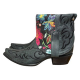 8.5 Embroidered Black & Floral Leather Canty Boots®