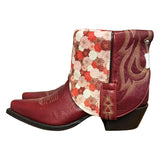 7 Red & Floral Leather Canty Boots®