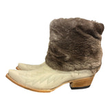9.5 Embroidered Cream & Shorn Beaver Fur Canty Boots®
