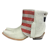8 White & American Flag Crystals Canty Boots®