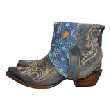 9 Embroidered Blue & Designer Denim Canty Boots® with Amber Concho
