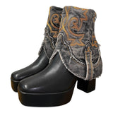 9 Black & Black Denim Textile Platform Canty Boots®