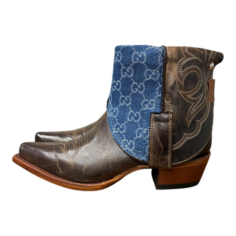7.5 Embroidered Brown & Designer Denim Canty Boots®