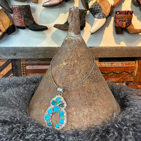 Turquoise & Sterling Silver Naja Pendant