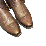 6.5 Brown & Floral Tooled Leather Canty Boots® with Silver Conchos