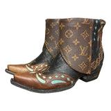 8 Tricolor Tooled & Designer Canty Boots® with Silver & Turquoise Bow Concho