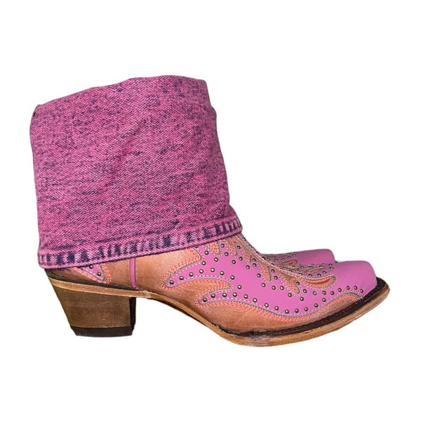 7.5 Hot Pink Studded & Denim Canty Boots®