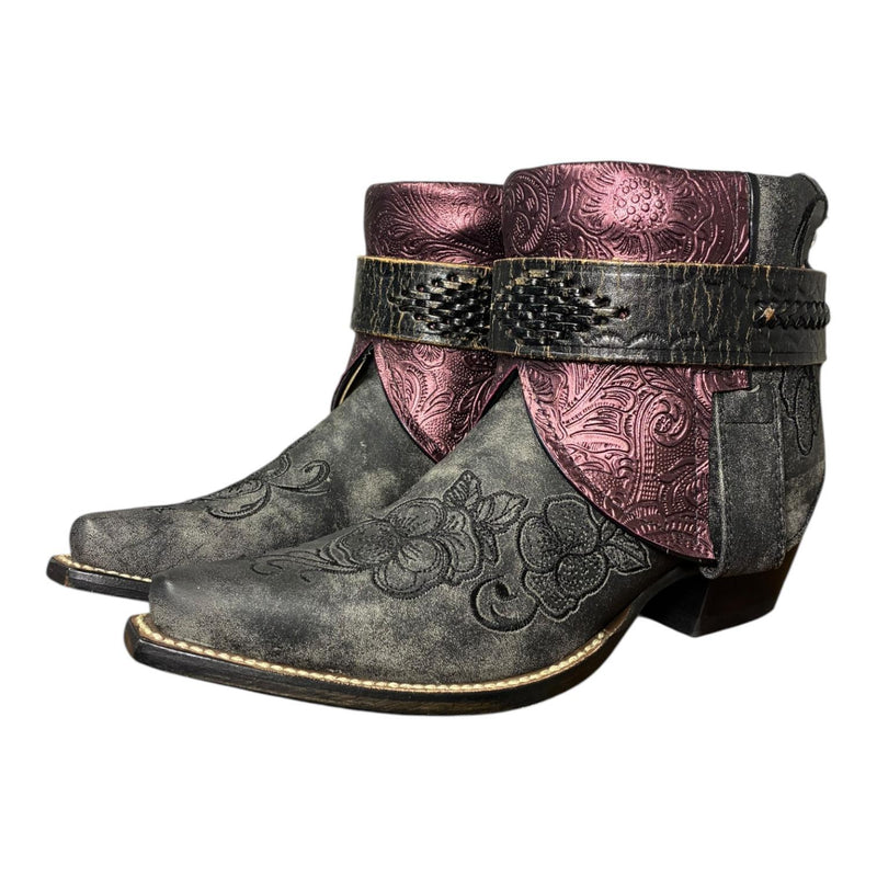 6.5 Embroidered Floral & Purple Leather Canty Boots®