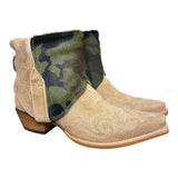 9.5 Embroidered Tan Rough Out & Camo Hair-on Hide Canty Boots®