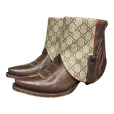 6.5 Embroidered Brown & Designer Canty Boots® with Opal Concho