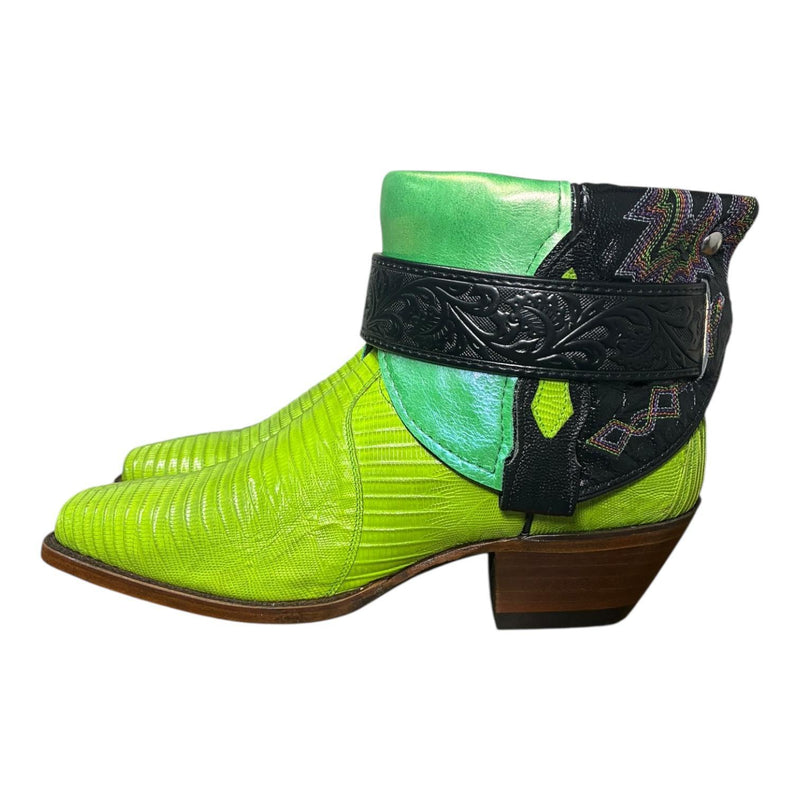 8.5 Exotic Green & Metallic Leather Canty Boots®