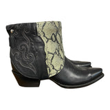 8 Black & Printed Exotic Leather Canty Boots® with Blue Wild Horse Jasper Concho