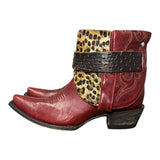8.5 Red & Leopard Hair-on Hide Canty Boots®