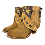 9.5 Brown Rough Out & Butterfly Stacked Heel Canty Boots®