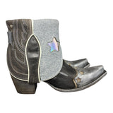 7.5 Gray & Blue Leather Canty Boots® with Star Inlay