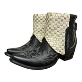 7 Embroidered Black & Metallic Woven Leather Canty Boots®