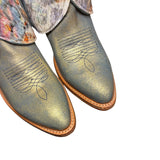 9 Gold Glitter & Butterfly Printed Hair-on Hide Canty Boots®