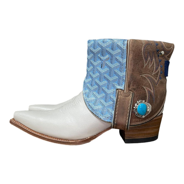 8.5 Two Toned & Designer Canty Boots® with Turquoise Concho