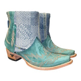 7 Embroidered Turquoise & Designer Denim Canty Boots® with Turquoise Concho