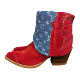 7.5 Red Rough Out & Designer Denim Canty Boots®