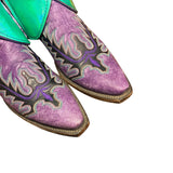 9 Embroidered Purple & Metallic Leather Canty Boots® with Star Inlay