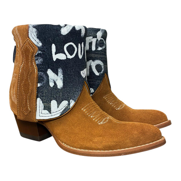 6.5 Cognac Rough Out & Designer Denim Canty Boots®