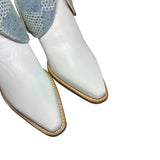 9.5 White & Designer Denim Stacked Heel Canty Boots®
