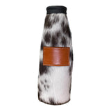 Cowhide Bottle Koozie with Customizable Leather Patch