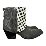 8.5 Charcoal Rough Out & Checkered Hair-on Hide Canty Boots®