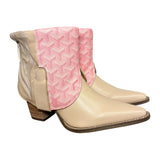 10 Pale Pink & Designer Stacked Heel Canty Boots®