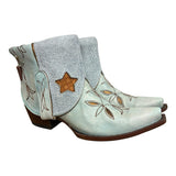 8.5 Embroidered Blue & Blue Leather Canty Boots® with Star Inlay