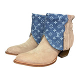 10 Pink Rough Out & Layered Designer Denim Canty Boots®