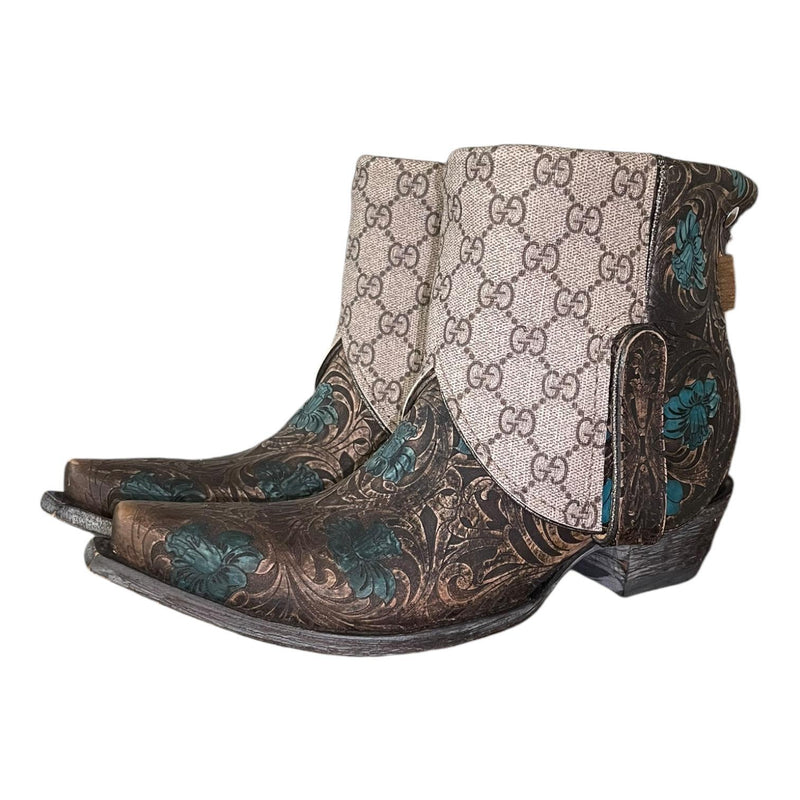 8 Tooled & Designer Canty Boots® with Turquoise Bow Concho