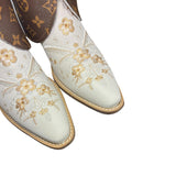 9 Cream Embroidered Floral & Designer Canty Boots®