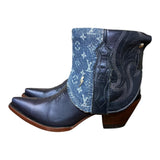 7 Metallic Navy Blue & Designer Denim Canty Boots®
