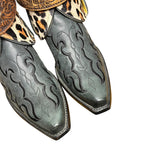 7.5 Embroidered Black & Leopard Hair-on Hide Canty Boots®