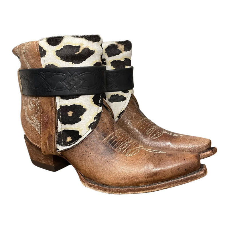 7.5 Brown & Leopard Hair-on Hide Canty Boots®