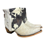 7 Embroidered White & Cowhide Printed Leather Canty Boots®