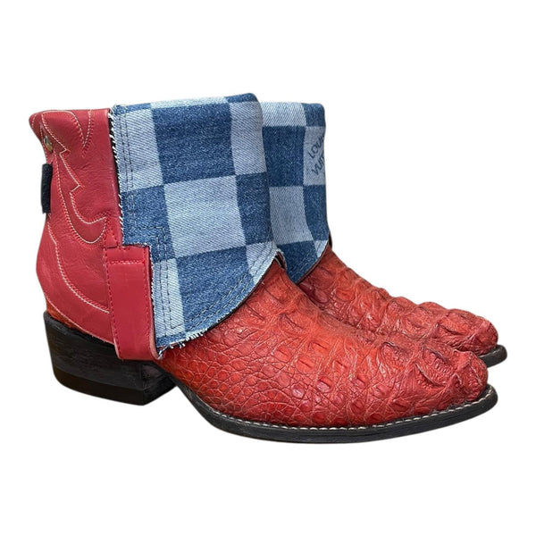 8 Exotic Red & Designer Denim Canty Boots®