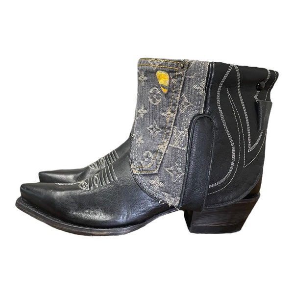 9 Black & Designer Denim Canty Boots® with Bumblebee Jasper Conchos