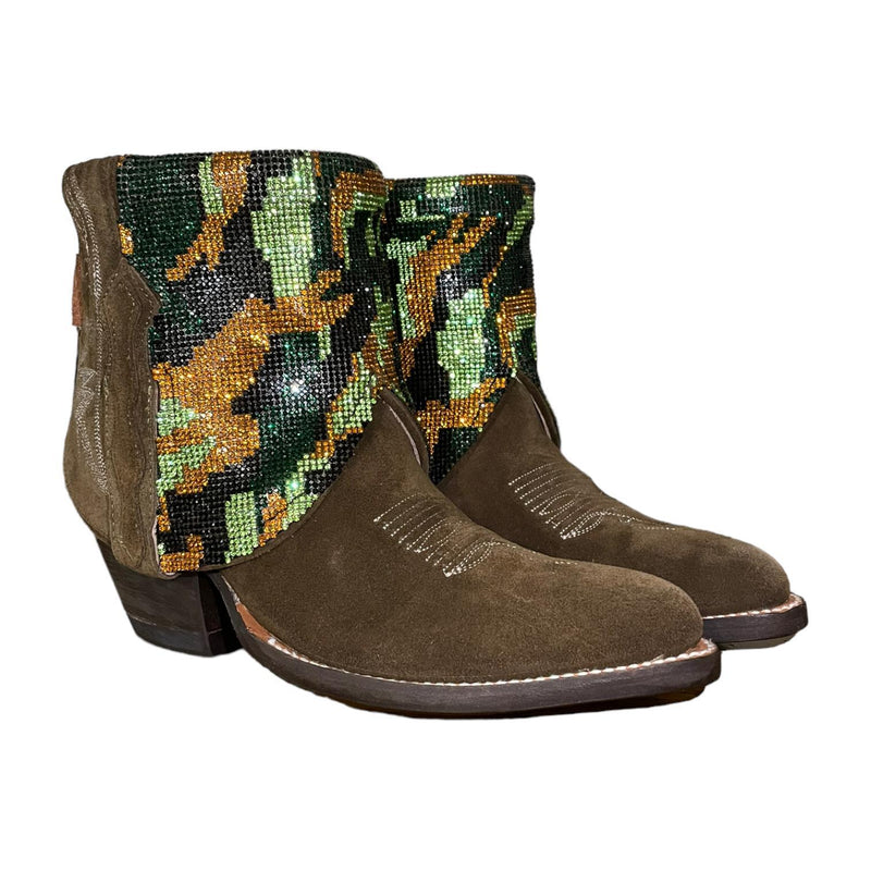 8.5 Brown Rough Out & Camo Crystals Canty Boots®