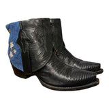 6.5 Black Exotic & Navy Blue Leather Canty Boots® with Star Inlay