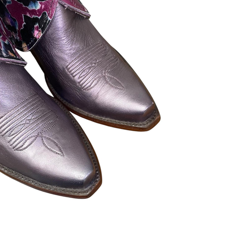 8 Metallic Purple & Floral Print Canty Boots®