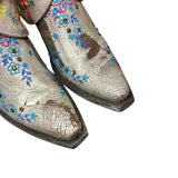 8.5 Distressed Metallic Silver & Colorful Floral Embroidery Canty Boots®