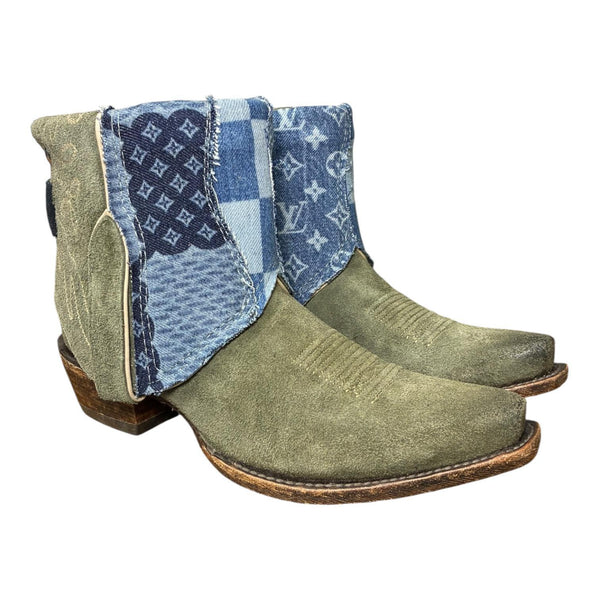 8 Green Rough Out & Layered Designer Denim Canty Boots®