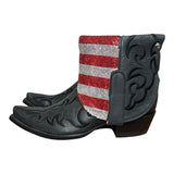 9 Embroidered Black & American Flag Crystals Canty Boots®